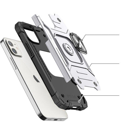 WOZINSKY Armored case for iPhone 14, magnetic holder Ring Armor, silver – image 4
