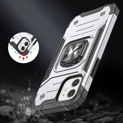 WOZINSKY Armored case for iPhone 14, magnetic holder Ring Armor, silver – image 7