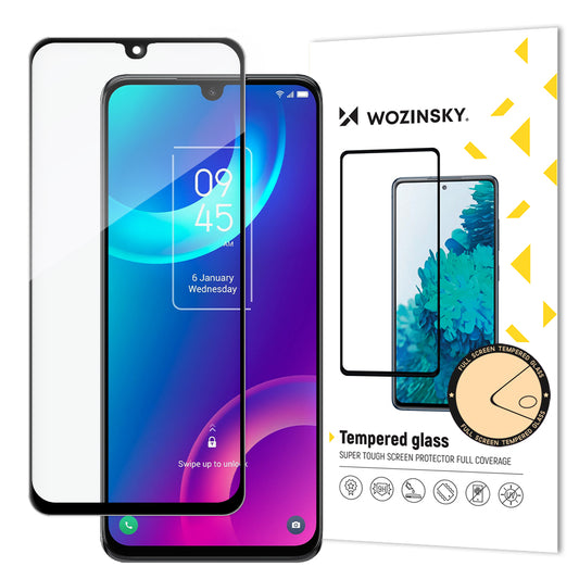 WOZINSKY Durable 9H Full Screen Tempered Glass TCL 30 5G with Case Friendly Frame Black