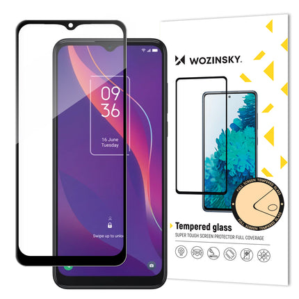 WOZINSKY Durable 9H tempered glass for TCL 306 full screen with Case Friendly black frame