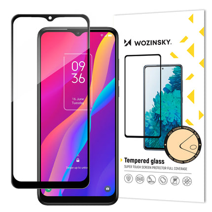 WOZINSKY Durable 9H tempered glass for the entire TCL 30E screen with Case Friendly black frame