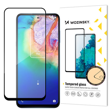 WOZINSKY Durable 9H Full Screen Tempered Glass TCL 20 5G with Case Friendly Frame Black