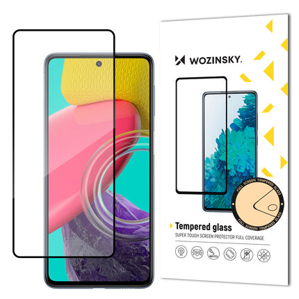 WOZINSKY Durable 9H Full Screen Tempered Glass for Samsung Galaxy M53 5G with Case Friendly Frame Black