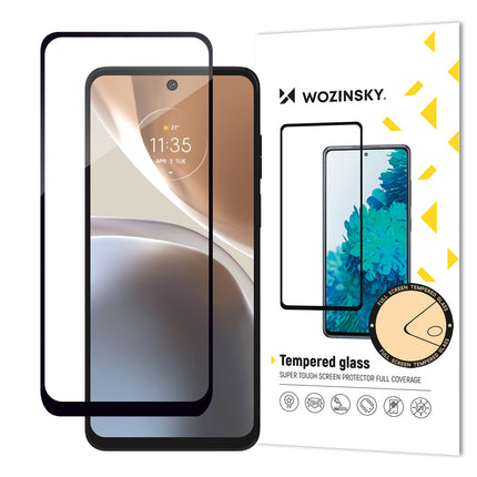 WOZINSKY 9H Full Screen Tempered Glass for Motorola Moto G32 with Black Frame Full Glue Tempered Glass