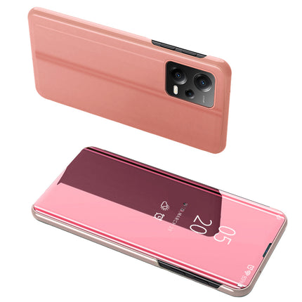 HURTEL Glossy Flip Case for Xiaomi Redmi Note 12 5G / Poco X5 Pro 5G Clear View Case Pink