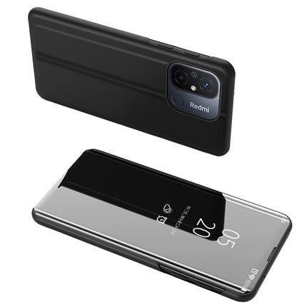 HURTEL Glossy Flip Case for Xiaomi Redmi 11A / Poco C55 / Redmi 12C Clear View Case Black
