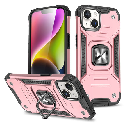 WOZINSKY Armored case with finger holder for iPhone 15 Plus Ring Armor, rose gold