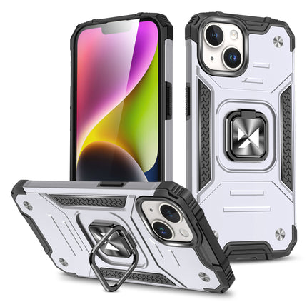 WOZINSKY Armored case with finger holder for iPhone 15 Plus Ring Armor, silver