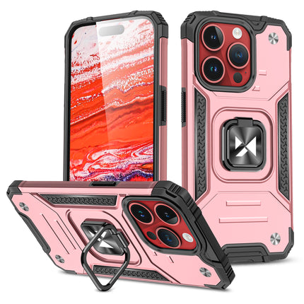 WOZINSKY Armored case with finger holder for iPhone 15 Pro Ring Armor, rose gold