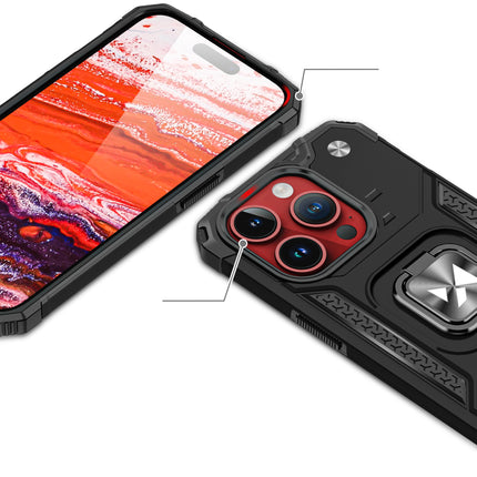 WOZINSKY Armored case with finger holder for iPhone 15 Pro Ring Armor, rose gold – image 2
