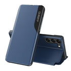 HURTEL Cover for Samsung S24+ with flap and Eco Leather View Case blue stand