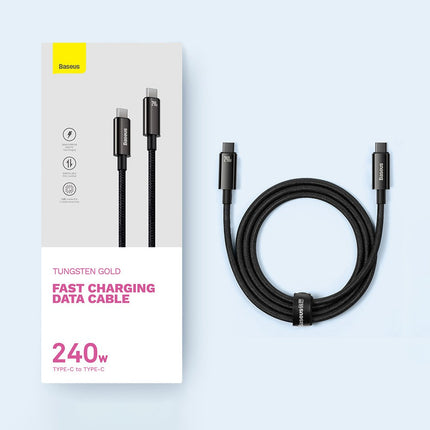 BASEUS Braided USB-C cable 480Mb/s 240W Tungsten Gold 3m black – image 5