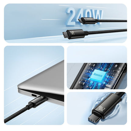 BASEUS Braided USB-C cable 480Mb/s 240W Tungsten Gold 3m black – image 8