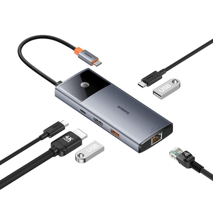 BASEUS 6in1 HUB Adapter USB-C to USB-A / USB-C / PD / HDMI / RJ-45 black – image 8