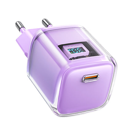 ACEFAST PD 30W GaN3 USB-C network charger with display, purple