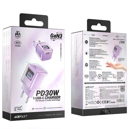 ACEFAST PD 30W GaN3 USB-C network charger with display, purple – image 6