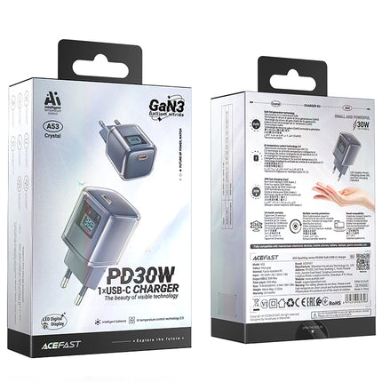 ACEFAST PD 30W GaN3 USB-C network charger with display, gray – image 5