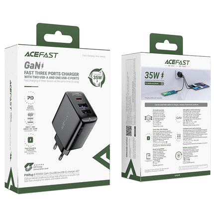 ACEFAST PD 35W GaN wall charger with 3 ports 2x USB-A + USB-C black – image 7