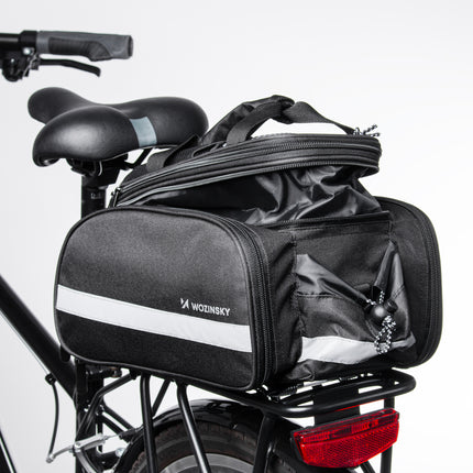 WOZINSKY Bicycle trunk bag with pockets and shoulder strap, 27L, black – image 3