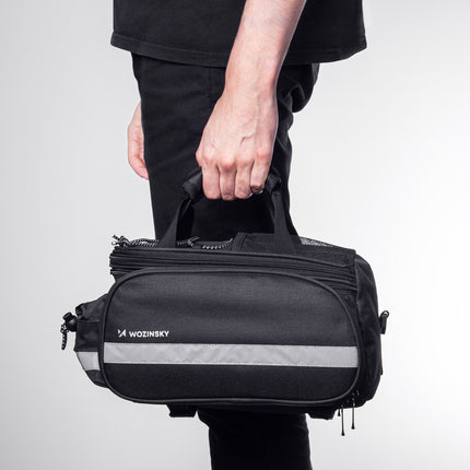 WOZINSKY Bicycle trunk bag with pockets and shoulder strap, 27L, black – image 6