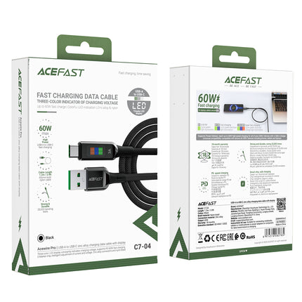 ACEFAST USB-A - USB-C cable 60W with 1.2m display, black – image 7
