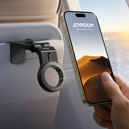 JOYROOM Magnetic holder for a travel phone for a plane, on a table and backrest, black – image 8
