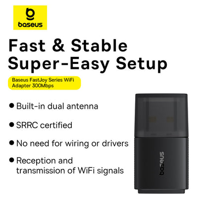 BASEUS External USB WiFi 2.4GHz 300Mb/s black network card – image 10