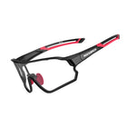 ROCKBROS Photochromic cycling glasses with frame and UV 400 UVA and UVB filters, black and red