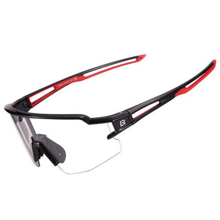 ROCKBROS Photochromic cycling glasses with UV 400 UVA and UVB filters, black and red