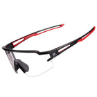 ROCKBROS Photochromic cycling glasses with UV 400 UVA and UVB filters, black and red