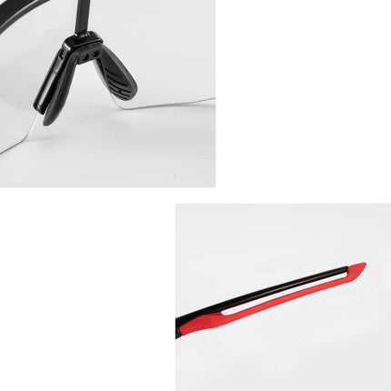 ROCKBROS Photochromic cycling glasses with UV 400 UVA and UVB filters, black and red – image 3