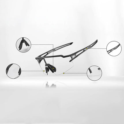ROCKBROS Photochromic cycling glasses with UV 400 UVA and UVB filters, black and red – image 5