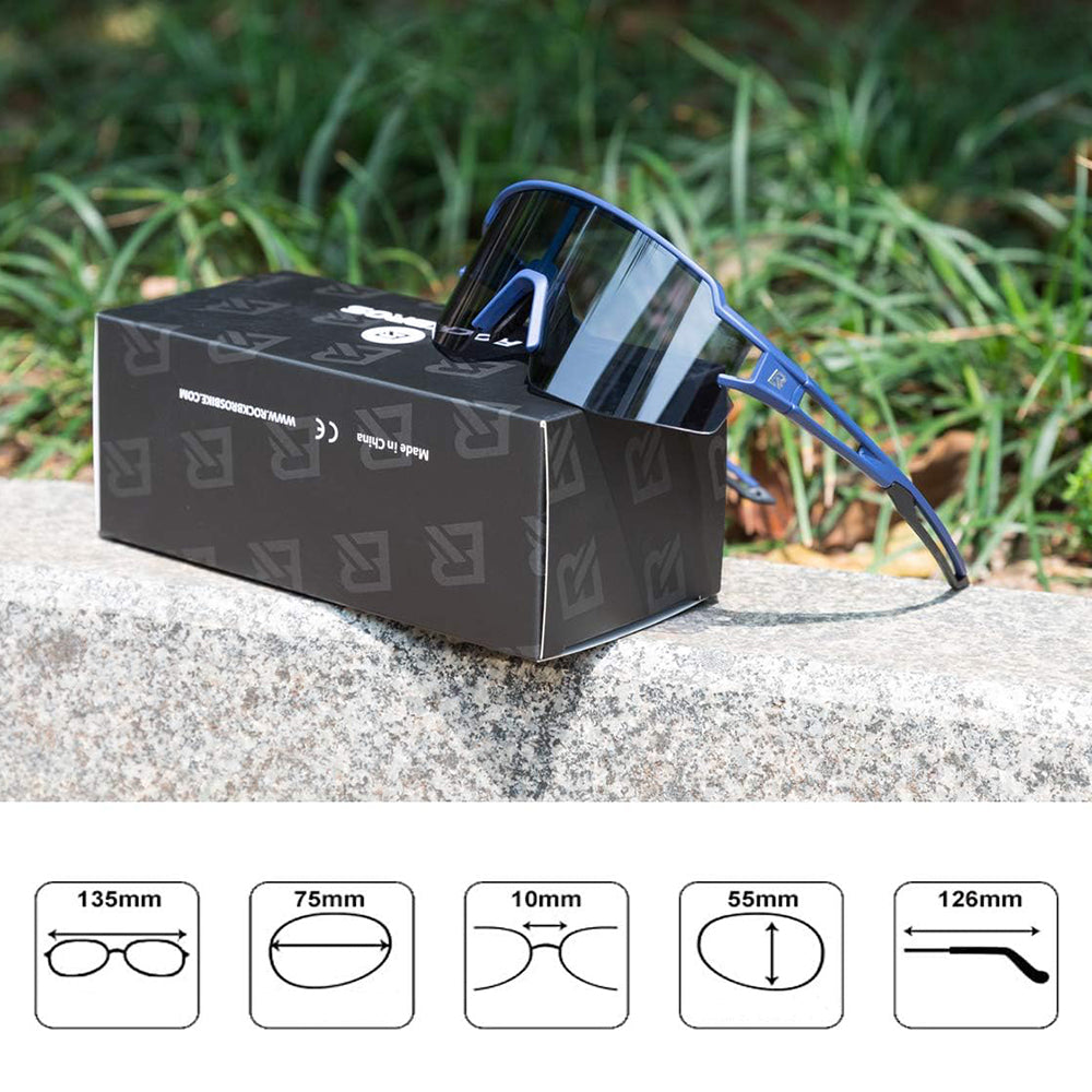 ROCKBROS Photochromic cycling glasses with UV 400 UVA and UVB filters, blue – image 6