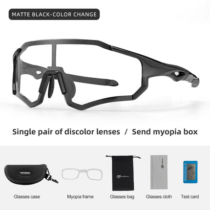 ROCKBROS Photochromic cycling glasses with a frame and UV 400 UVA and UVB filters, black – image 2