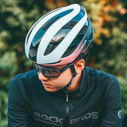 ROCKBROS Universal adjustable bicycle helmet, size L, blue and pink – image 10