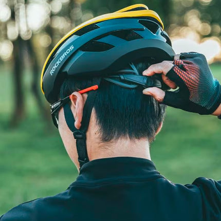 ROCKBROS Universal adjustable bicycle helmet, size L, black and yellow – image 4