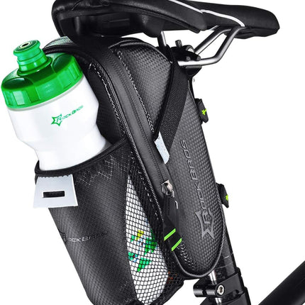 ROCKBROS Waterproof bicycle bag for under-the-saddle tools with a water bottle pocket, black