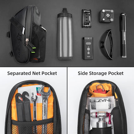 ROCKBROS Waterproof bicycle bag for under-the-saddle tools with a water bottle pocket, black – image 11