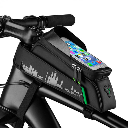 ROCKBROS Bicycle frame bag with a cover for a phone and navigation, black