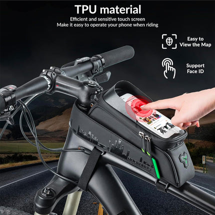ROCKBROS Bicycle frame bag with a cover for a phone and navigation, black – image 2