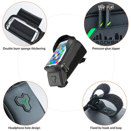 ROCKBROS Bicycle frame bag with a cover for a phone and navigation, black – image 4