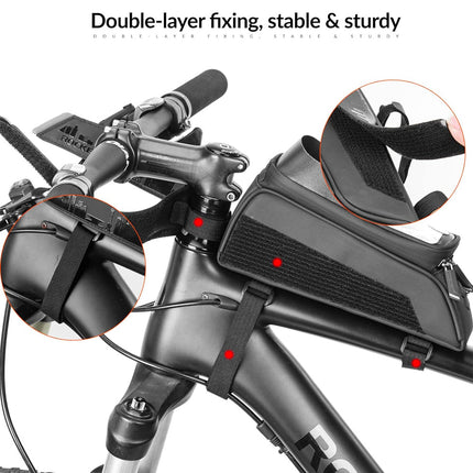 ROCKBROS Bicycle frame bag with a cover for a phone and navigation, black – image 5