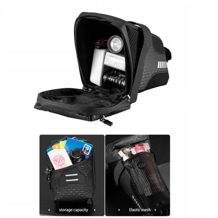 ROCKBROS Waterproof bicycle bag attached under the saddle, capacity 1.5L, black – image 3