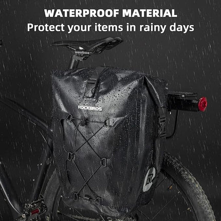 ROCKBROS Waterproof, adjustable bicycle bag, 25-32L, black – image 2