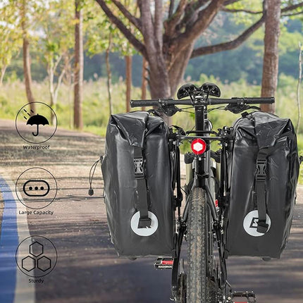 ROCKBROS Waterproof, adjustable bicycle bag, 25-32L, black – image 3