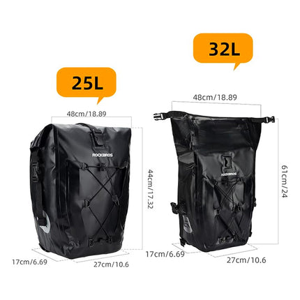 ROCKBROS Waterproof, adjustable bicycle bag, 25-32L, black – image 6