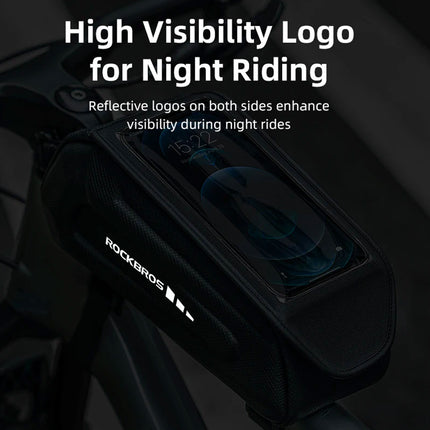 ROCKBROS Waterproof bicycle frame bag with phone case, black – image 3