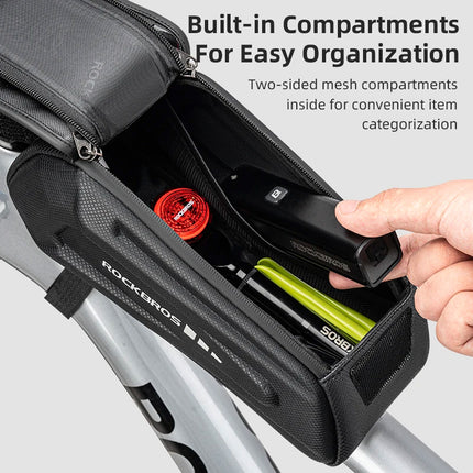 ROCKBROS Waterproof bicycle frame bag with phone case, black – image 4