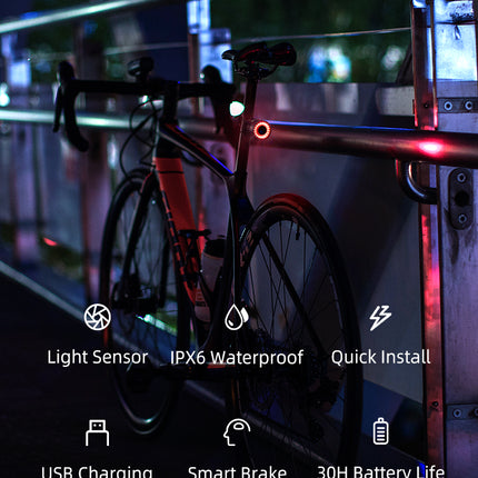 ROCKBROS Red rear bicycle lamp, STOP system, four operating modes – image 7
