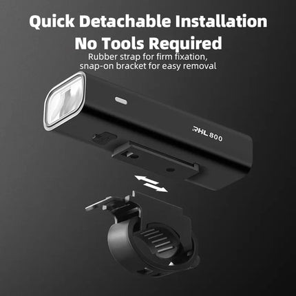 ROCKBROS Front bicycle light 800lm + USB-C cable 4 operating modes – image 4